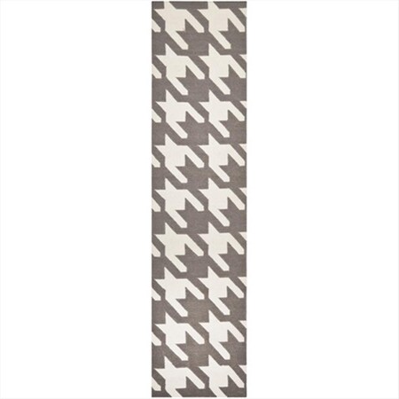 Safavieh 2 Ft. -6 In. X 12 Ft. Runner Contemporary Dhurries- Grey And Ivory- Flatweave Rug DHU569A-212